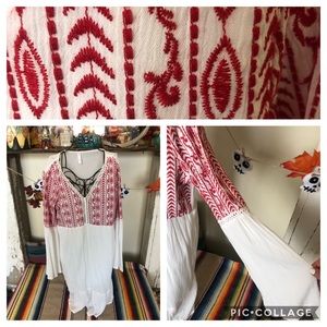 White and embroidered boho dress